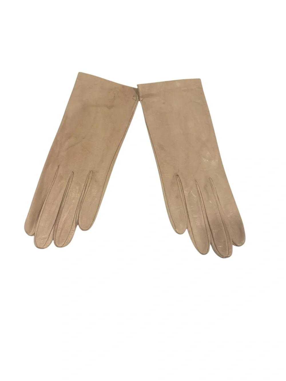 Vintage Classic soft  Leather Gloves in Beige tan Sz S